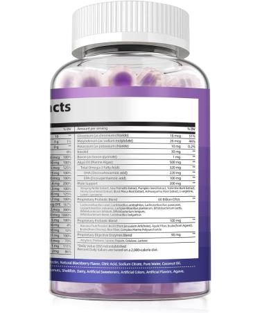 Multivitamin for Men Mens Multivitamins Gummies w/Omega-3 Probiotics Inositol Folate Biotin Zinc Vitamins A C D E B - Support Heart Brain Muscle Energy Sugar-Free Blackberry Flavor 60 Count (Pack of 1) - Buy Online on GoSupps.com