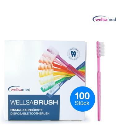 Wellsamed Wellsabrush Disposable Toothbrushes Impregnated with Toothpaste Pink Ideal for Travel and Travel - Pack of 100 - Buy Online on GoSupps.com