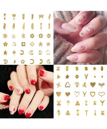 Metal Rivets 3D Nail Art Decals - 6 Boxes DIY Nail Decoration Kit with Gold Punk Designs - Buy Online on GoSupps.com