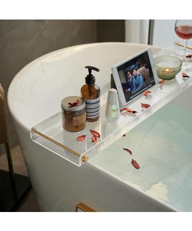 Acrylic Bathtub Tray Caddy with Non-Slip Surface and Gold Handles - Buy Online on GoSupps.com