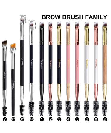 Ultra Thin Brow Brushes - Duo Angled Eyebrow & Eyeliner Brush Set (Black) - Includes Spoolie, Comb, and Mascara Brush - Buy Online on GoSupps.com