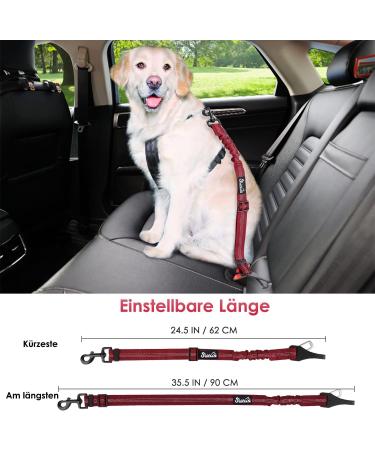Eyin 3-in-1 Dog Seat Belt - Reflective Elastic Nylon Compatible with All Breeds & Car Seats 90cm Red - Safe Travel Solution - Buy Online on GoSupps.com