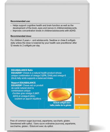 New Nordic EQUAZEN Chews | Improves Concentration in Kids with ADHD | Chewable Softgels with Natural Omega 3 & 6 Fish Oils | For Children Adolescents and Teens | 180 Count (Pack of 3) - Buy Online on GoSupps.com