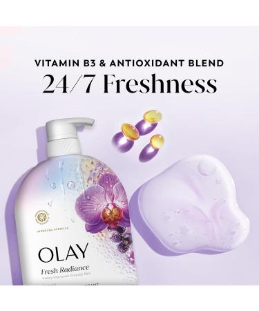 Olay Body Wash for Women Fresh Radiance 24/7 Skin-Loving Freshness Visibly Radiant Plant Based Cleansers Vitamin B3 & Antioxidant Blend For All Skin Types Orchid & Black Currant Scent 35 fl oz - Buy Online on GoSupps.com