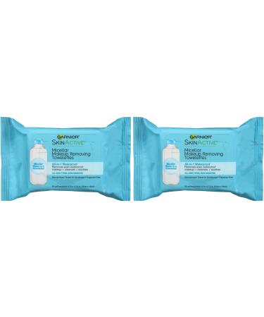 Garnier SkinActive Micellar Facial Cleanser & Makeup Remover Wipes for Waterproof Makeup (25 Wipes) 2 Count (Packaging May Vary) 25 Count (Pack of 2)