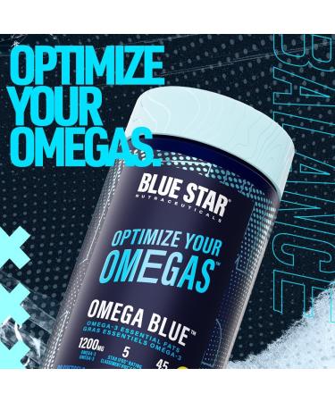 Blue Star Nutraceuticals OMEGA BLUE - Omega-3 Essential Fatty Acids w/Vitamin E | High Concentrated and Lab Tested | Support Good Health Cognitive Function Skin and Hair - 90 Softgels - Buy Online on GoSupps.com