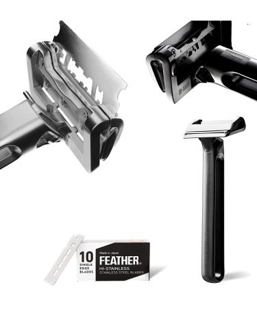OneBlade Genesis Single Blade Safety Razor - Stainless Steel Pivoting Head for Thick Coarse Hair with Stand & 10 Japanese Feather FHS Refills - Buy Online on GoSupps.com