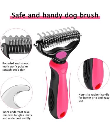Nepfaivy Dog Brush - Double-Sided Undercoat Rake for Dogs & Cats | Pink Fur Brush for Pet Care & De-Matting - Buy Online on GoSupps.com