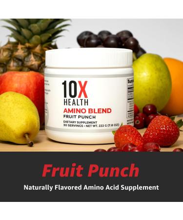 10X Health Amino Acids - 30 Servings of EAA & BCAA Powder Pre Workout BCAA with Essential Amino Acids Supplement - BCAAs & EAAs for Longevity Muscle Support Strength Energy - Fruit Punch - Buy Online on GoSupps.com