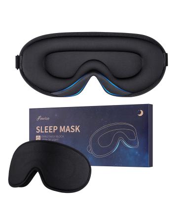 Sleep Eye Mask for Women Men- Soft Foam Comfortable Sleeping Mask, Eye Cover Blindfold at Night Block Out Light Eye Shade Cover for Travel Yoga Nap, Black