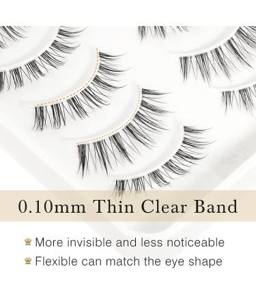 EMEDA Natural Look 10mm Thin Clear Band Asian Style Fake Strip Lashes (Pack of 10) - Buy Online on GoSupps.com