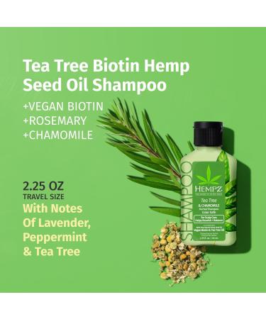 Hempz Biotin Hair Shampoo - Tea Tree & Chamomile | Scalp Care Hair Growth & Strength for Damaged Hair | Travel Size 2.25 Fl Oz - Buy Online on GoSupps.com