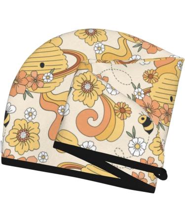 Hair Towel Wrap - Quick Drying Towel Turban with Button | Groovy Floral Design | International Shipping - Buy Online on GoSupps.com