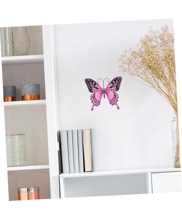 Zerodeko Outdoor Fence 1pc Wrought Iron Butterfly Wall Hanging 3d Vintage Model Inspirational Wall Hanging 25x21.4cm Pink - Buy Online on GoSupps.com