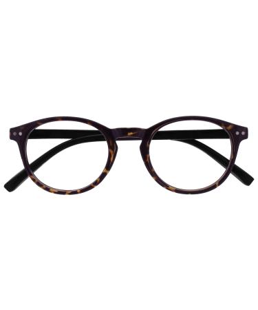 Opulize Zen Reading Glasses Cool Round Frame Spring Hinges Scratch Resistant Shiny Dark Brown Tortoiseshelll Mens Womens R24-2 +1.00 +3.50 Magnification Dark Brown Tortoiseshelll With Black Arms