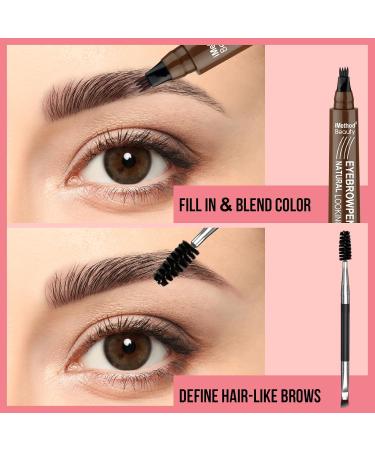 iMethod Microblading Eyebrow Pen - Upgrade Your Brows with 4 Fork Tip & Spoolie Brush for Natural Definition - Long-Lasting Light Brown Eyebrow Pencil for Women - Buy Online on GoSupps.com