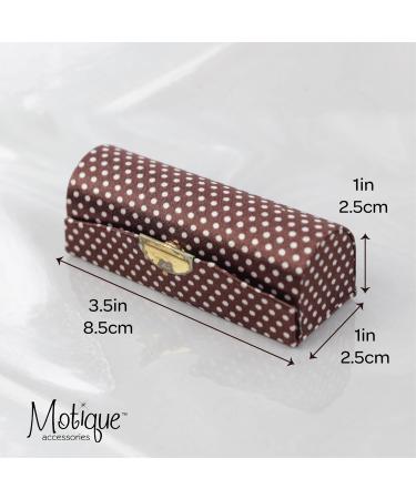 Motique Accessories Small Polka Dot Lipstick Case with Mirror - Stylish Ladies Purse Holder in Brown - Buy Online on GoSupps.com