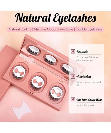 Aleevii False Eyelashes Natural Eyelashes Artificial Eyelashes with Replacement Adhesive Strips Self-Adhesive Eyelashes Reusable Eyelashes - Buy Online on GoSupps.com