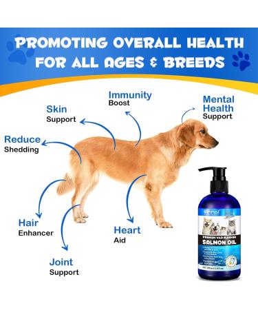 Alaskan Salmon Oil for Dogs & Cats (8.8 oz) - Pure Omega 3 Fish Oil with Omega 6 Fatty Acids EPA & DHA - Anti-inflammation for Dogs Skin and Coat - Natural Pet Joint Immune Brian & Heart Supplement Salmon Oil(250ML) - Buy Online on GoSupps.com