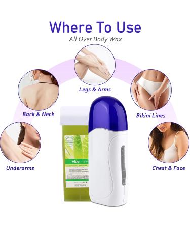 Pinkiou Roll on Wax Kit - Hair Removal Depilatory Roller with Cartridge Honey Wax Strip Machine for Arm, Leg, Bikini - Waxing Warmer for Smooth Skin - Buy Online on GoSupps.com