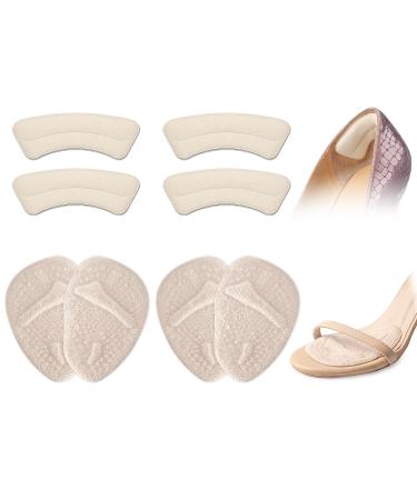 Metatarsal Pads Women Heel Inserts for Women All Day Reduce Foot Pain for Stop Feet from Sliding Forward Shoe Inserts for Women for Too Big Shoe (Pale Apricot)