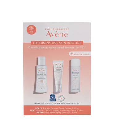 Eau Thermale Avene Hypersensitive Skin Starter Kit Complete Hypersensitive Skin Care Routine Cream Cleanser and Spray Updated Formula