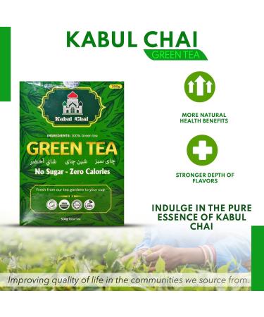 Kabul Chai 200 gram Loose Leaf Green Tea Cardamom Flavor Easy to Brew Pure Kabul Chai Clean Green Infusion & Smooth Grassy-Sweet Notes Loose Leaf Tea - Buy Online on GoSupps.com