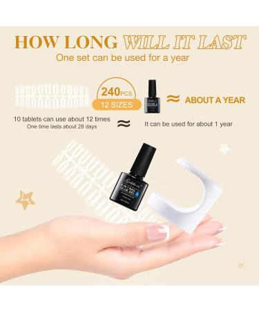 Gelike EC Nail Tips and Glue Gel Kit - 240PCS Short Square Full Cover Soft Gel Nail Tips | 6 in 1 Nail Glue, UV Mini Lamp - Nail Art Starter Kit | Christmas Gift - Buy Online on GoSupps.com