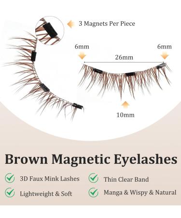 Brown Magnetic Eyelashes - 2 Pairs Manga Lashes with Applicator | DIY Beauty at Home | International Shipping - Buy Online on GoSupps.com