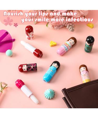 6 Pcs Cute Doll Lip Balm Set - Assorted Flavors Moisturizing Gift for Girls Kids & Women - Perfect for Weddings & Baby Showers - Buy Online on GoSupps.com