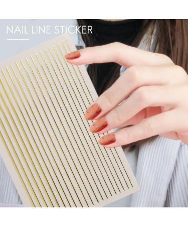 Gold 3D Nail Sticker Stripe Lines Adhesive Striping Tape Nail Art Gold Silver 3Pc Nail - Buy Online on GoSupps.com