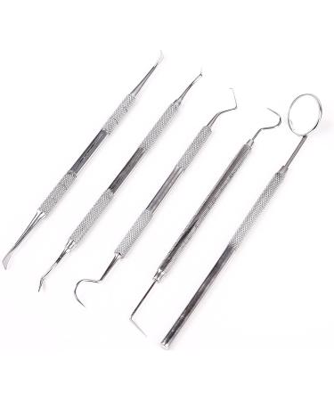 5er Dental Oral Care Set - High-Quality Stainless Steel Tooth Cleaning & Tartar Remover | Dental Probe Mouth Mirror & Scaler by Heavysun - Buy Online on GoSupps.com