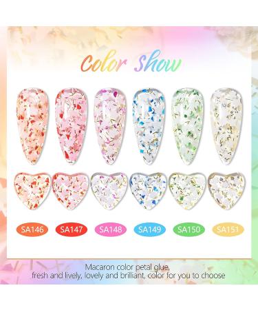 MEET ACROSS Flower Glitter Gel Nail Polish Set - 6 Pcs Diamond Sequins Jelly Gel Nail Polish Set for Nail Art Manicure - Buy Online on GoSupps.com