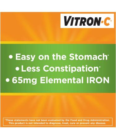 Vitron-C High Potency Iron Supplement with 125 mg Vitamin C - 60 Count - Buy Online on GoSupps.com