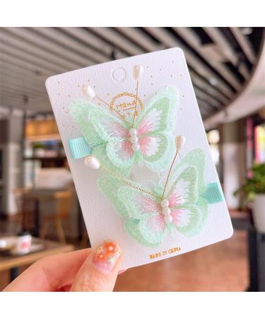 Muloo 2pieceS Girls Hair Clip Embroidery Butterfly Hairpins Elegant Hairstyle Accessories Bows Hair Barrettes Children Headdress Hair Clip Yellow - Buy Online on GoSupps.com