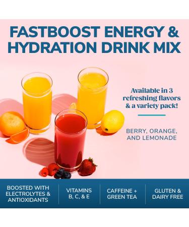 FAST BOOST Energy & Hydration Drink Mix - Orange | Sugar Free Electrolyte Powder Packets with Antioxidants Green Tea Extract B Vitamins Vitamin C & E | 14 Stick Packs - Buy Online on GoSupps.com