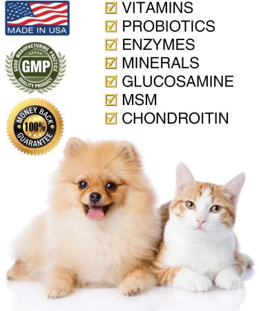 SIMIEN PureAll All-in-One Dog & Cat Probiotics | Hip Joint Pain Relief Formula with Vitamins, Enzymes, Antioxidants, Minerals, Glucosamine, MSM, Chondroitin | 100 Servings | Trusted 37+ Years - Buy Online on GoSupps.com