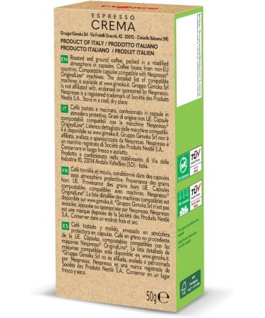 Gimoka Espresso Crema Blend Intensity 10-100 Capsules Compostable and Biodegradable - Compatible with Nespresso* Home Coffee Machines - Made in Italy (Pack of 10 x 10) - Buy Online on GoSupps.com