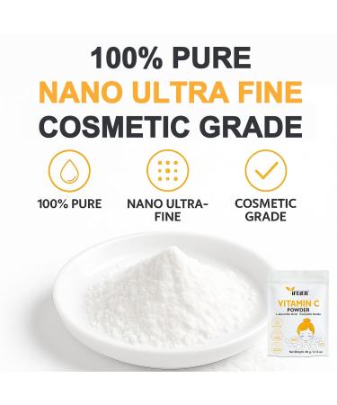 iFEiER Cosmetic Grade Vitamin C Powder for face | Nano Ultra Fine | Pure Vitamin C serum powder for Skin | 60g 2.12oz L-Ascorbic Acid VC for DIY Serum Creams | VC for face and skin - Buy Online on GoSupps.com