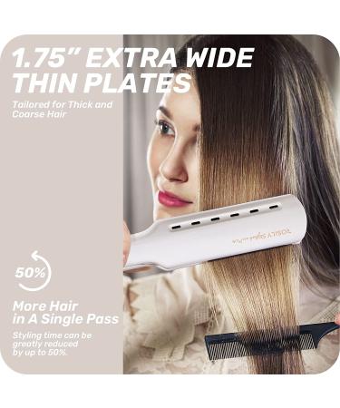 ROSILY Professional 1.75 Inch Wide Titanium Flat Iron - Super Smooth Glide, No Hair Pinches - Adjustable Temperature for All Hair Types - Instant Heat Up, Dual Voltage - Buy Online on GoSupps.com