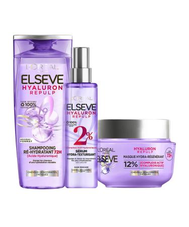 L'Or al Paris - Hair Care Routine for Dehydrated Hair - 72H Hydration - With Hyaluronic Acid - 3 Products - Shampoo Serum &