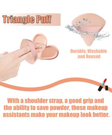 Soft Velour Triangle Powder Puffs - 2 Pack | Reusable Makeup Sponge for Face & Body - Flesh - Buy Online on GoSupps.com