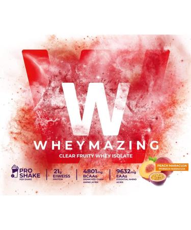 Wheymazing Clear Whey Isolate 1kg Peach Maracuja - Lactose-Free Refreshing Fruity Protein Shake - 1000g Can NF24 - Buy Online on GoSupps.com
