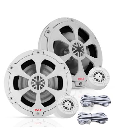 Pyle 6.5" Marine Speakers, 2-Way Coaxial/Component Waterproof Speakers, 240 Watt Butyl Surround Sound and Surface Mount Capability - White Pair