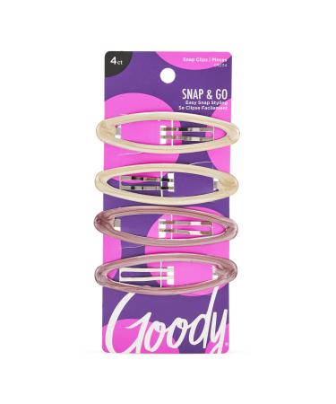 Goody Kids Epoxy Contour Snap Clips - 4 Count Assorted Colors - Just Snap Into Place - Suitable For All Hair Types - Pain-Free Hair Accessories For Women And Girls - All Day Comfort