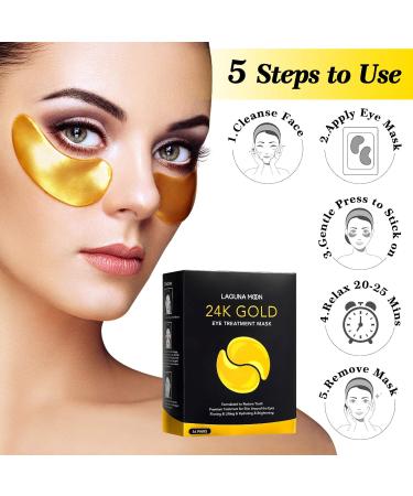 24K Gold Eye Mask - Anti-Aging Hydrolyzed Collagen Patches for Puffy Eyes Dark Circles & Wrinkles - 16 Pairs - Buy Online on GoSupps.com