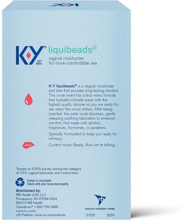 K-Y Liquibeads Vaginal Moisturizer - Silicone-Based Formula - Safe with Condoms - 6 Ovules & Applicators (Pack of 2) - 6 Count - Buy Online on GoSupps.com