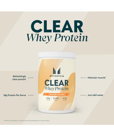Orange Mango Clear Whey Isolate Protein Powder - 500g (20 Servings) | Myprotein - Cool & Refreshing Whey Protein Shake with 20g Protein & 4g BCAA per Serving - Buy Online on GoSupps.com