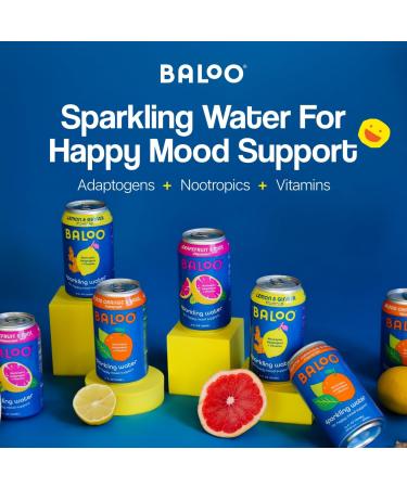 Buy Baloo Sparkling Water Variety Pack - Mood-Boosting Nootropic & Adaptogen Infused (12 oz Cans 12 Pack) - No Artificial Sweeteners Low Calorie Kosher Certified - Buy Online on GoSupps.com