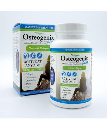 Wellgenix Osteogenix Plus Advanced Joint Flex Formula (90 ct) - Knee Supplement with Collagen II Glucosamine Chondroitin MSM & HLA - Lubrication & Discomfort Support Tablets for Men & Women 1